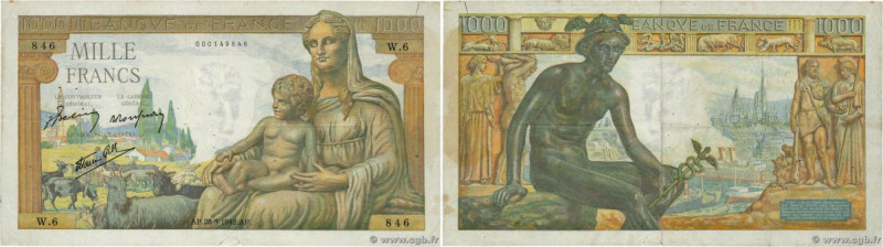 Country : FRANCE 
Face Value : 1000 Francs DÉESSE DÉMÉTER 
Date : 28 mai 1942 
P...