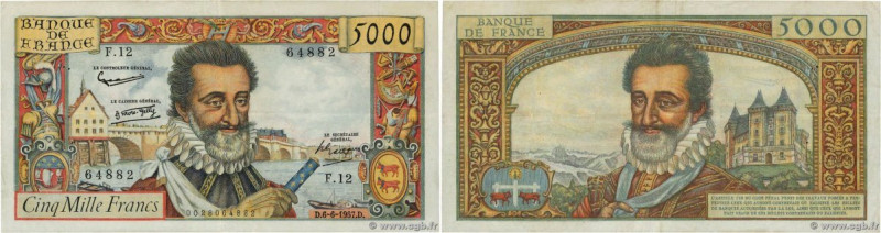 Country : FRANCE 
Face Value : 5000 Francs HENRI IV 
Date : 06 juin 1957 
Period...