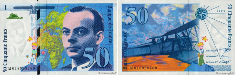 Country : FRANCE 
Face Value : 50 Francs SAINT-EXUPÉRY modifié 
Date : 1994 
Per...