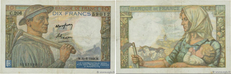 Country : FRANCE 
Face Value : 10 Francs MINEUR Grand numéro 
Date : 30 juin 194...