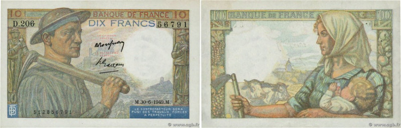 Country : FRANCE 
Face Value : 10 Francs MINEUR Grand numéro 
Date : 30 juin 194...