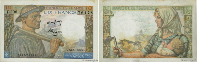 Country : FRANCE 
Face Value : 10 Francs MINEUR Grand numéro 
Date : 30 juin 194...