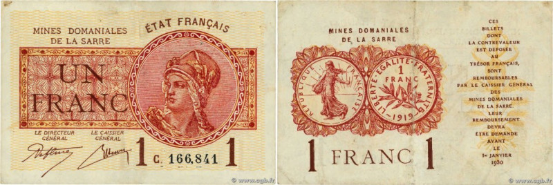 Country : FRANCE 
Face Value : 1 Franc MINES DOMANIALES DE LA SARRE 
Date : 1920...