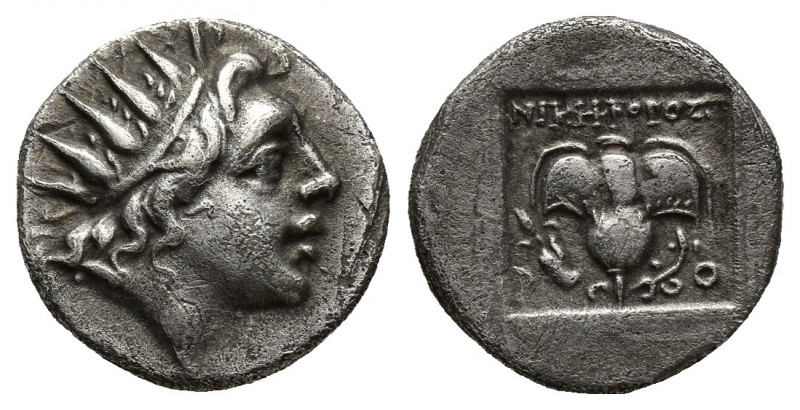 Rhodos. ΝΙΚΗΦΟΡΟΣ (Nikephoros), magistrate circa 88-84 BC. Plinthophoric Drachm ...