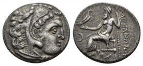 Kings of Macedon, Antigonos I Monophthalmos Kolophon, 310-301 BC. AR Drachm (16mm, 4.1 g ). In the name and types of Alexander III. Kolophon, Head of ...