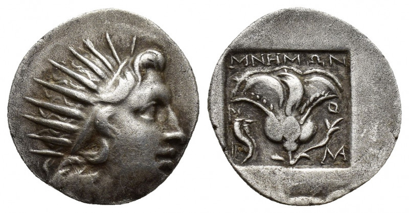 Rhodes AR Plinthophoric Drachm. Circa 170-150 BC. (16mm, 3.00g ) Magistrate Mnem...