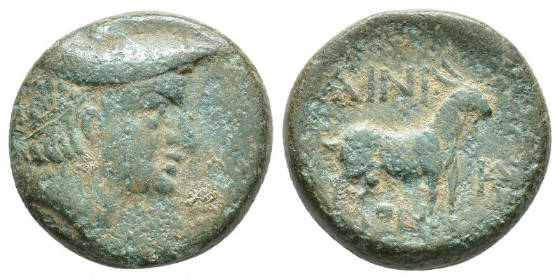 THRACE, Ainos. Circa 280-200 BC. Æ (18.6mm,7.6 g). Head of Hermes right, wearing...