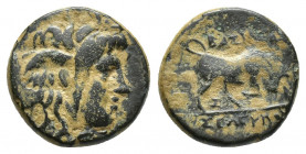 SELEUKID KINGS OF SYRIA. Seleukos I Nikator, 312-281 BC. AE (13mm, 2.3 g ), Sardes, circa 282-281. Winged head of Medusa to right. Rev. BAΣIΛEΩΣ - ΣEΛ...