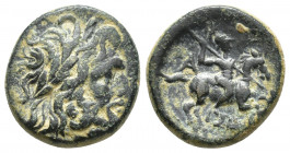 PISIDIA. Isinda. Ae (2nd-1st centuries BC). (19mm, 6.4 g) Obv: Laureate head of Zeus right. Rev: ΙΣΙΝ. Warrior on prancing horse right, weilding spear...