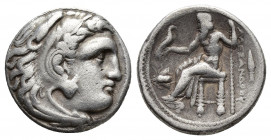 KINGS of MACEDON. Philip III Arrhidaios. 323-317 BC. AR Drachm (16.8mm, 4.2 g ). In the name of Alexander III. Magnesia ad Maeandrum mint. Struck unde...