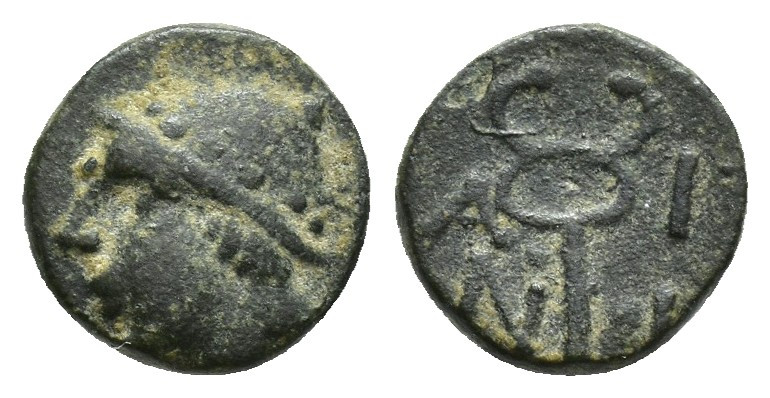 THRACE. Ainos. Ae (Circa 440-412 BC). (10mm, 1.1 g) Obv: Head of Hermes left, we...