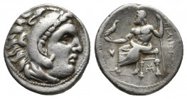 Kings of Macedon. Sardeis. Philip III Arrhidaeus 323-317 BC. Struck 323-319 BC Drachm AR (16mm., 4,2g ) Head of Herakles to right, wearing lion skin h...