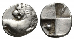 THRACE, Chersonesos. Circa 386-338 BC. AR Hemidrachm (12mm, 2.5 g). Forepart of lion right, head reverted / Quadripartite incuse square with alternati...