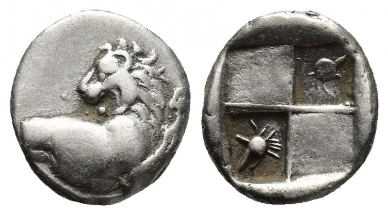 THRACE, Chersonesos. Circa 386-338 BC. AR Hemidrachm (12mm, 2.4 g ). Forepart of...