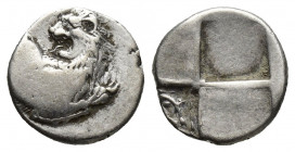 THRACE, Chersonesos. Circa 386-338 BC. AR Hemidrachm (13mm, 2.4 g). Forepart of lion right, head reverted / Quadripartite incuse square with alternati...