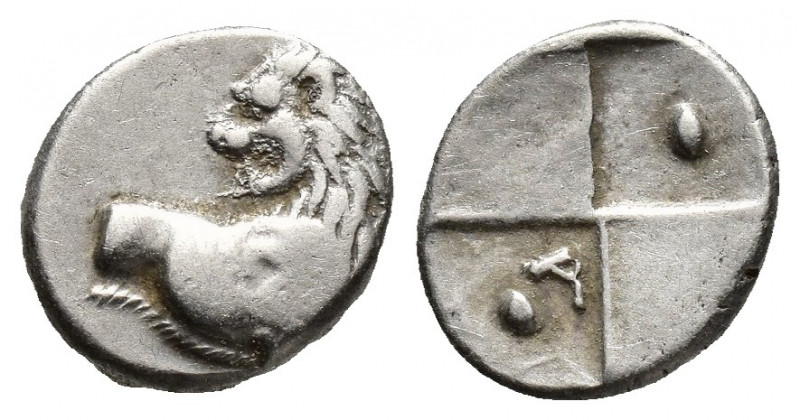 Thrace, Chersonesos, c. 386-338 BC. AR Hemidrachm (12mm, 2.5 g). Forepart of lio...