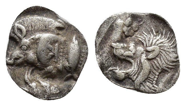 Mysia. Kyzikos 480 BC. Hemiobol AR (10mm., 0,4g ) Forepart of boar to left, to r...