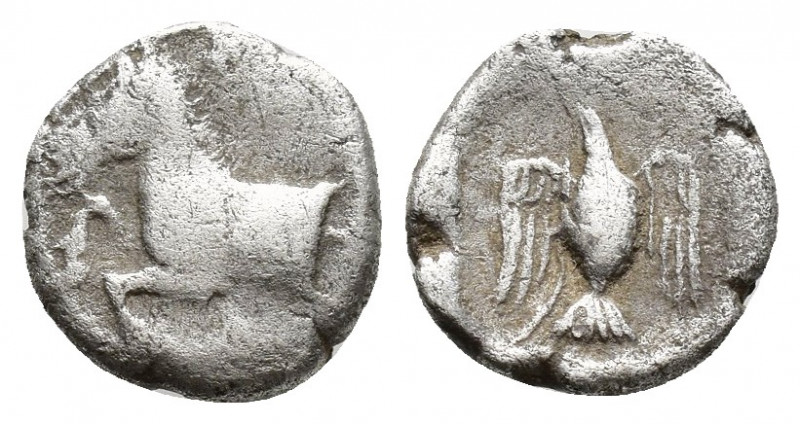 THRACE, Kings of. Sparadokos. Circa 445-435 BC. AR Diobol (10mm, 1.30 g). Forepa...