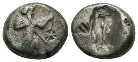 ACHAEMENID PERSIA. Time of Darius I-Xerxes II (ca. 485-420 BC). AR siglos (14.5mm, 5.36 g). Sardes. Persian king or hero, wearing cidaris and candys, ...