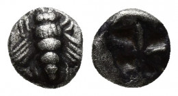 IONIA, Ephesos. Circa 550-500 BC. AR Forty-eighth Stater (6.8mm, 0.2 g). Bee / Quadripartite incuse square.