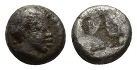IONIA, Uncertain. Circa 500-490 BC. AR Obol (7mm, 0.7 g ). Female? head right, wearing cap / Four-part incuse punch.