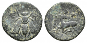 Ionia, Ephesos, c. 390-320/00 BC. Æ (15mm, 2.1g ). Bee. R/ Stag kneeling l., head r.; astralogos above.