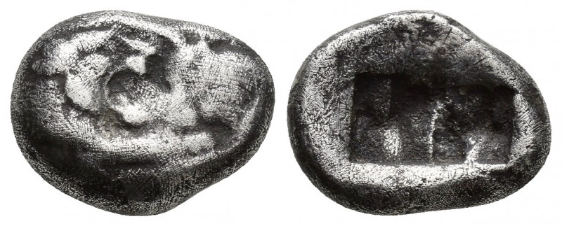 KINGS OF LYDIA. Kroisos. Circa 560-546 B.C. AR siglos (half stater). (16 mm, 4.9...