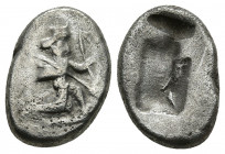 ACHAEMENID PERSIA. Time of Darius I-Xerxes II (ca. 485-420 BC). AR siglos (18.2mm, 5.44 g). Sardes. Persian king or hero, wearing cidaris and candys, ...