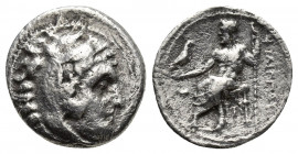Kingdom of Macedon, Philip III Arrhidaios AR Drachm. Circa 320-317 BC. (16mm, 3.8 g) Head of Herakles right, wearing lion skin headdress / Zeus Aëtoph...
