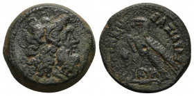 Ptolemaic, Ptolemy VI; 180-145 BC. Paphos, before 168 BC, AE (20.4mm, 10.6g). Obv: Diademed and horned head of Zeus Ammon r. Rx: ?TO?EMAIOY - BASI?EOS...