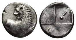 THRACE, Chersonesos. Circa 386-338 BC. AR Hemidrachm (13mm, 2.2 g). Forepart of lion right, head left / Quadripartite incuse square with alternating r...