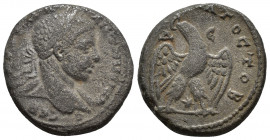 SYRIA, Seleucis and Pieria. Antioch or Emesa. Elagabalus. AD 218-222. AR Tetradrachm (24mm, 10.1 g). Laureate bust right, slight drapery on far should...