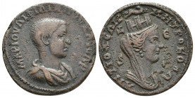 SYRIA, Seleucis and Pieria. Antioch. Philip II. As Caesar, AD 244-247. Æ Assaria (29mm, 12.8g ). Bareheaded, draped and cuirassed bust right / Turrete...