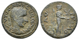 Troas. Alexandreia. Gordian III. AD 238-244. Bronze Æ (18mm., 4,3g ) IMP M ANT GORDIANVS, laureate, draped and cuirassed bust right / COL AVG TROAD, A...