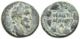 SYRIA, Cyrrhestica. Hieropolis. Antoninus Pius. AD 138-161. Æ (21mm, 9.6 g). Laureate head right / ΘЄAC CYPI / AC IЄPOΠO Legend in two lines within wr...