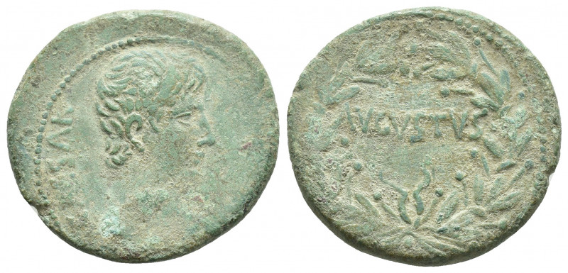 Augustus, AE 26mm, 9.6g). 27 BC-AD 14. Struck in Asia 27-23 BC. CAESAR, bare hea...