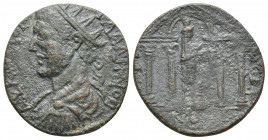 Caria. Aphrodisias-Plarasa. Gallienus AD 253-268. Bronze Æ (26mm., 8.00g. ) AΥ KAI ΠO ΛI ΓAΛΛIHNOC, radiate, draped and cuirassed bust left / AΦΡOΔICI...