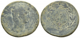 Uncertain Mint in Asia Minor. Augustus. (27 BC-14 AD). AE Sestertius (35mm, 24.7g) Obv. [AVGVSTVS]; Bare head, right. Rev. CA in circle of dots within...