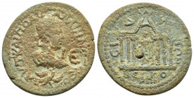 PAMPHYLIA. Side. Gallienus (253-268). Ae (31mm, 18.4 g) Assaria. Obv: AVT KAI ΠO ΛI ΓAΛΛIHNOC CЄB / IA. Laureate, draped and cuirassed bust right; bel...