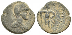 Provincial. AE (20mm, 4.00 g), Obv.Bare-headed bust right, Rev. Zeus? standing right.