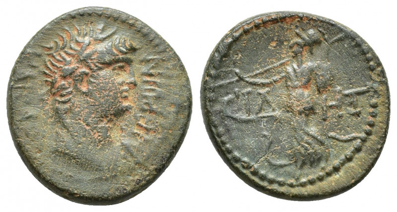 PAMPHYLIA. Side. Nero , 54-68. Hemiassarion (18 mm, 4.2g ). NEPωN KAICAP Bare-he...