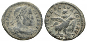 LICINIUS I, 308-324 Arles, 319. AE (18mm, 3 g ) IMP LICI-NIVS AVG Laureate, cuirassed bust r. Rev. IOVI CONSERVATORI AVG / TARL Emperor seated on eagl...