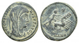 Constantine I AD 334-335. Antioch Half-Nummus Æ (15mm., 1,5g ) DV CONSTANTINVS PT AVGG, veiled and draped bust of Constantine I right / Anepigraphic; ...