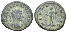 Claudius II AE Antoninianus. Antioch mint. (20mm, 3.9 g) IMP C CLAVDIVS AVG, radiate, draped, cuirassed bust right / NEPTVN AVG, Neptune standing left...