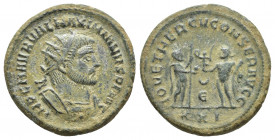 MAXIMIANUS HERCULIUS (286-305). Antoninianus. Antioch. (21mm, 5.4 g) Obv: IMP C M AVR VAL MAXIMIANVS P F AVG. Radiate and cuirassed bust right. Rev: I...