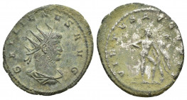 Gallienus Silvered Æ Antoninianus. Antioch, AD 263-264. (22mm, 3.3 g) GALLIENVS AVG, radiate and cuirassed bust right / VIRTVS AVGVSTI, Hercules stand...