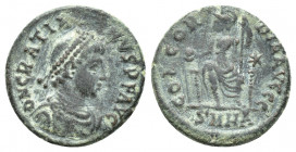 Gratian. A.D. 367-383. AE centenionalis (18 mm, 3.1 g, ). Nicomedia mint, struck A.D. 378/383. D N GRATIAN-VS P FP AVG, diademed, draped and cuirassed...