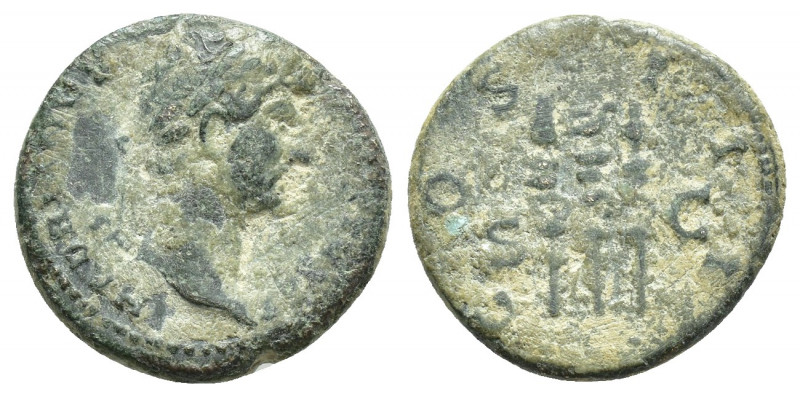 Hadrian AD 117-138. Rome Quadrans Æ (17 mm, 3,00 g ) HADRIANVS AVGVSTVS P P, lau...