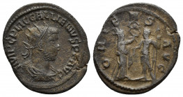 Gallienus. A.D. 253-268. AE antoninianus (23 mm, 3.5 g ). Antioch mint, struck A.D. 260. IMP C P LIC GALLIENVS P F AVG, radiate, draped, and cuirassed...