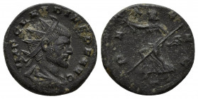 Claudius II Gothicus (268-270). BI Antoninianus, 269 AD. Uncertain mint, Mediolanum ?). (18mm, 3.4g ) Obv. IMP CLAVDIVS P F AVG. Radiate, draped, and ...